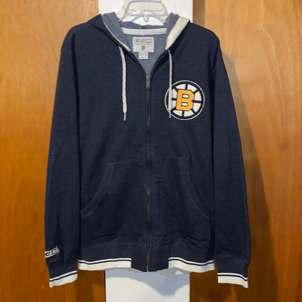 🩶💛🖤EUC Bruins Zippered Hooded Seeatshirt